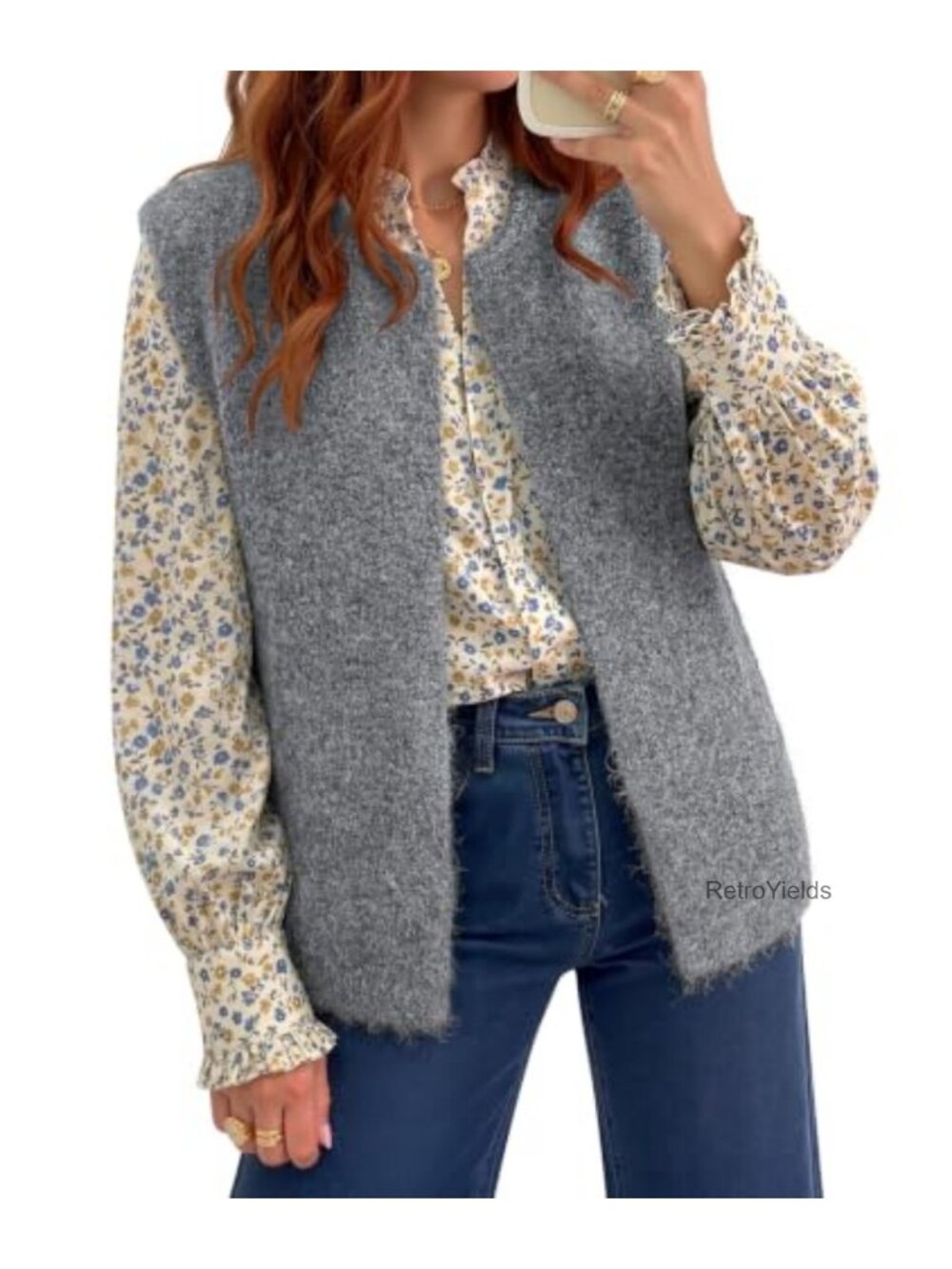 Open Front Sweater Vest Sleeveless Knit Cardigan Loose Fit Layering